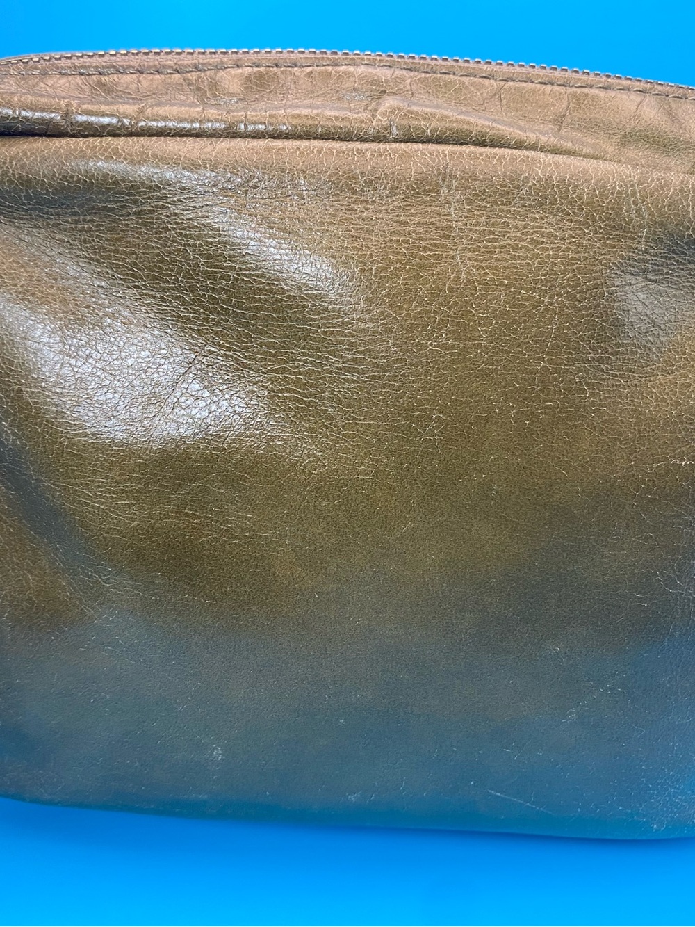 HOBO International Olive Green Leather Clutch Pouch Bag - Wanderer Lining